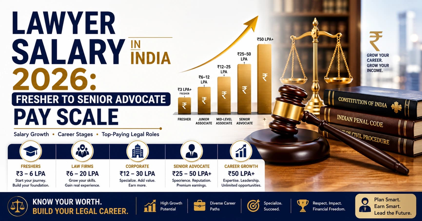 Lawyer Salary in India 2026: Fresher to Senior Advocate Pay Scale