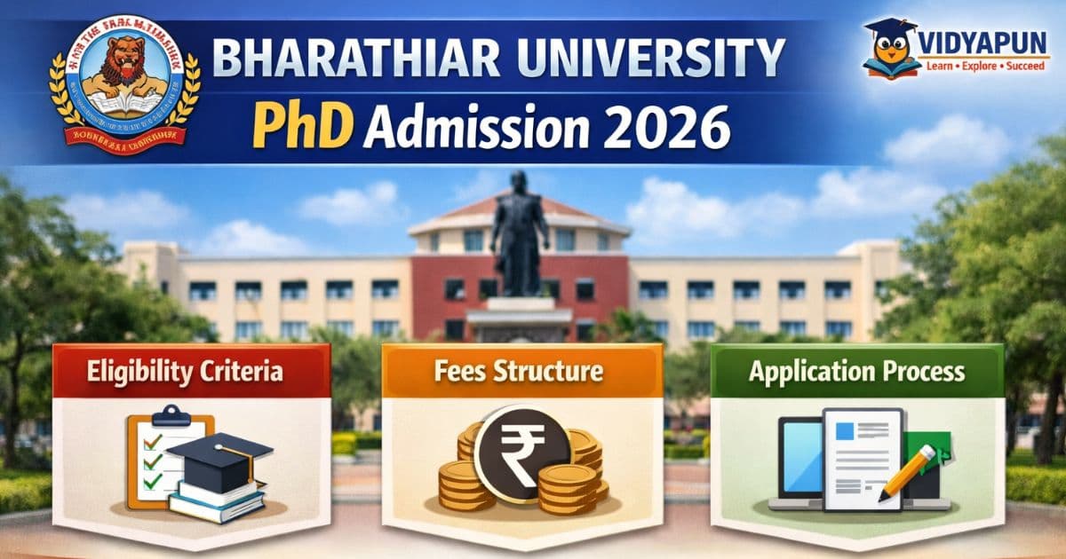 Bharathiar University PhD Admission 2026 eligibility fees application process with Vidyapun