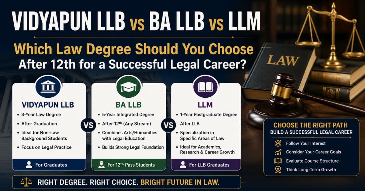Vidyapun LLB vs BA LLB vs LLM Which Law Degree Should You Choose After 12th for a Successful Legal Career