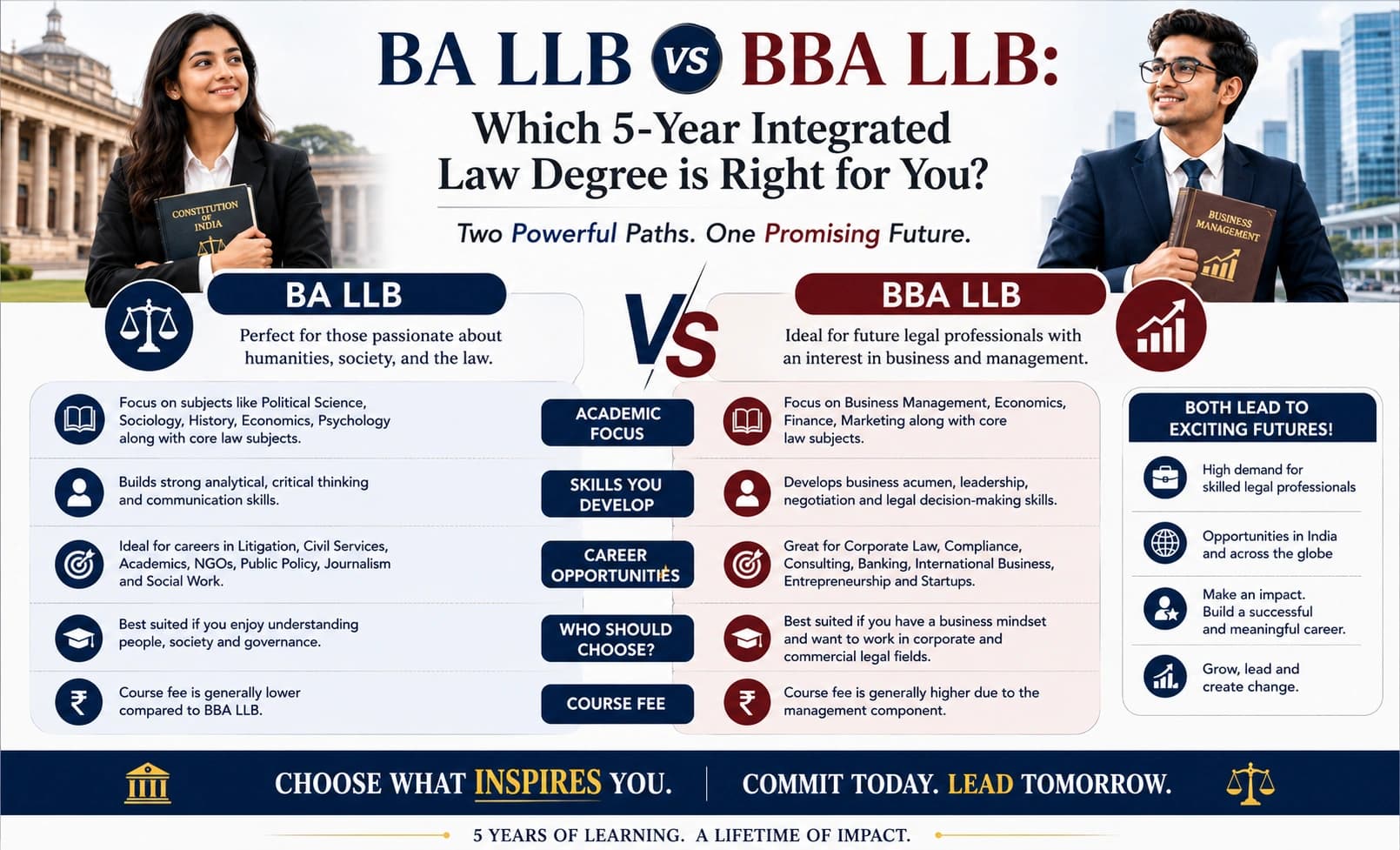 BA LLB vs BBA LLB: Which 5-Year Integrated Law Degree is Right for You?