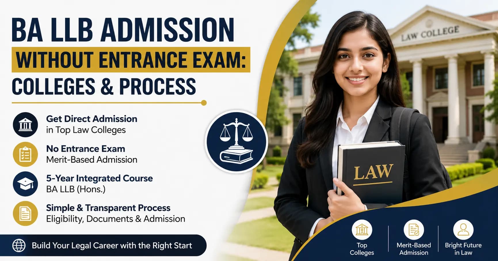 BA LLB Admission Without Entrance Exam: Colleges & Process