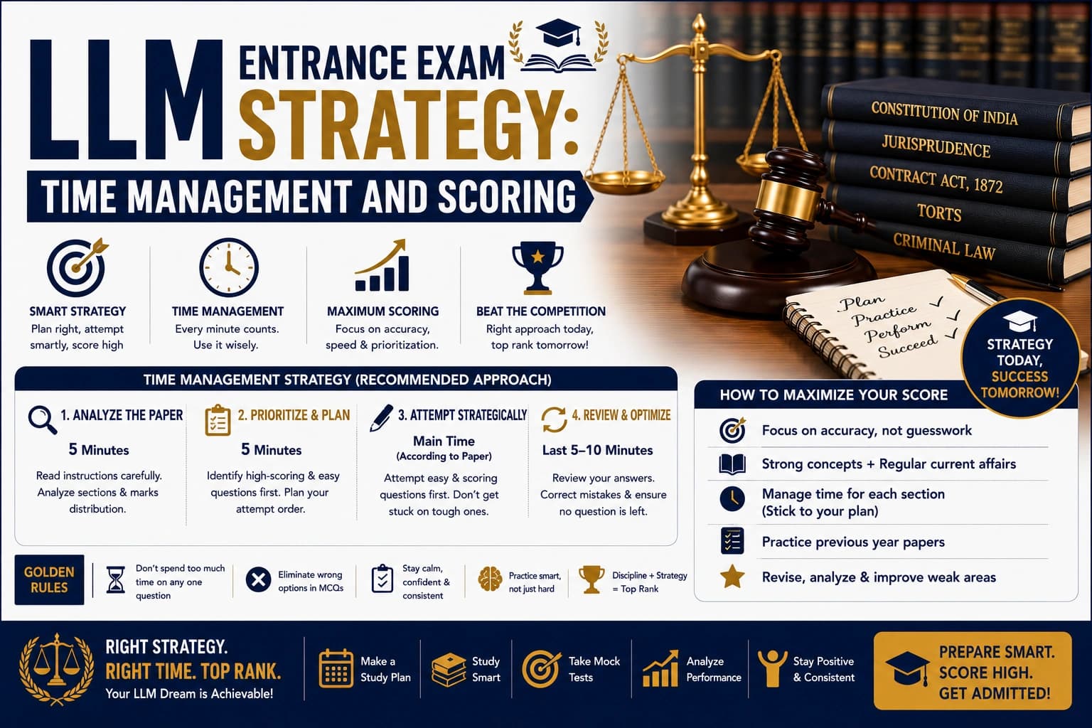 LLM Entrance Exam Strategy: Time Management and Scoring
