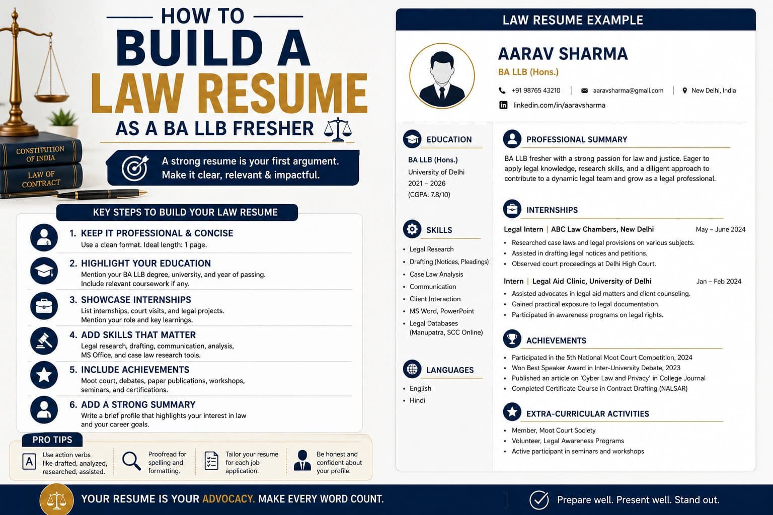 How to Build a Law Resume as a BA LLB Fresher